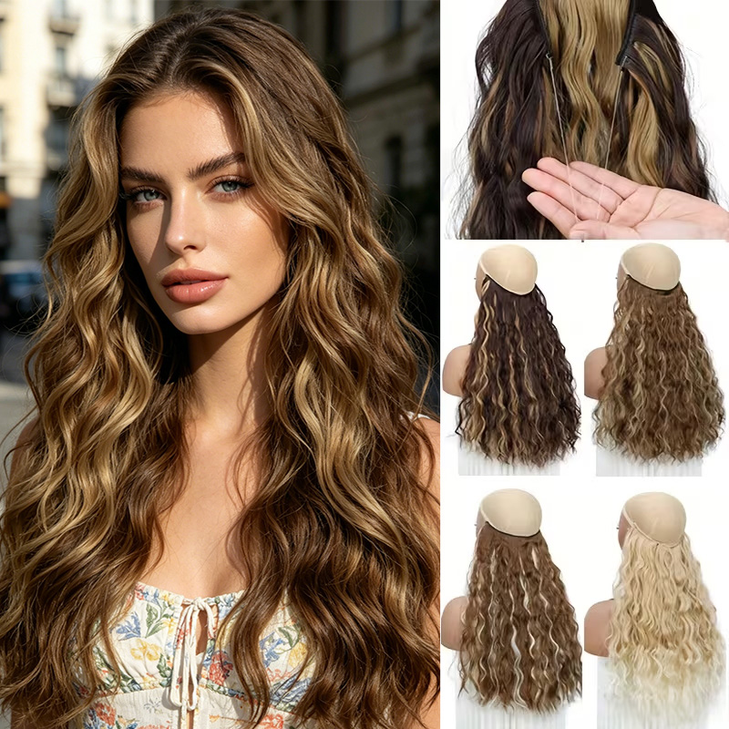 Monofilament Line - Extensions de cheveux synthétiques longs ondulés