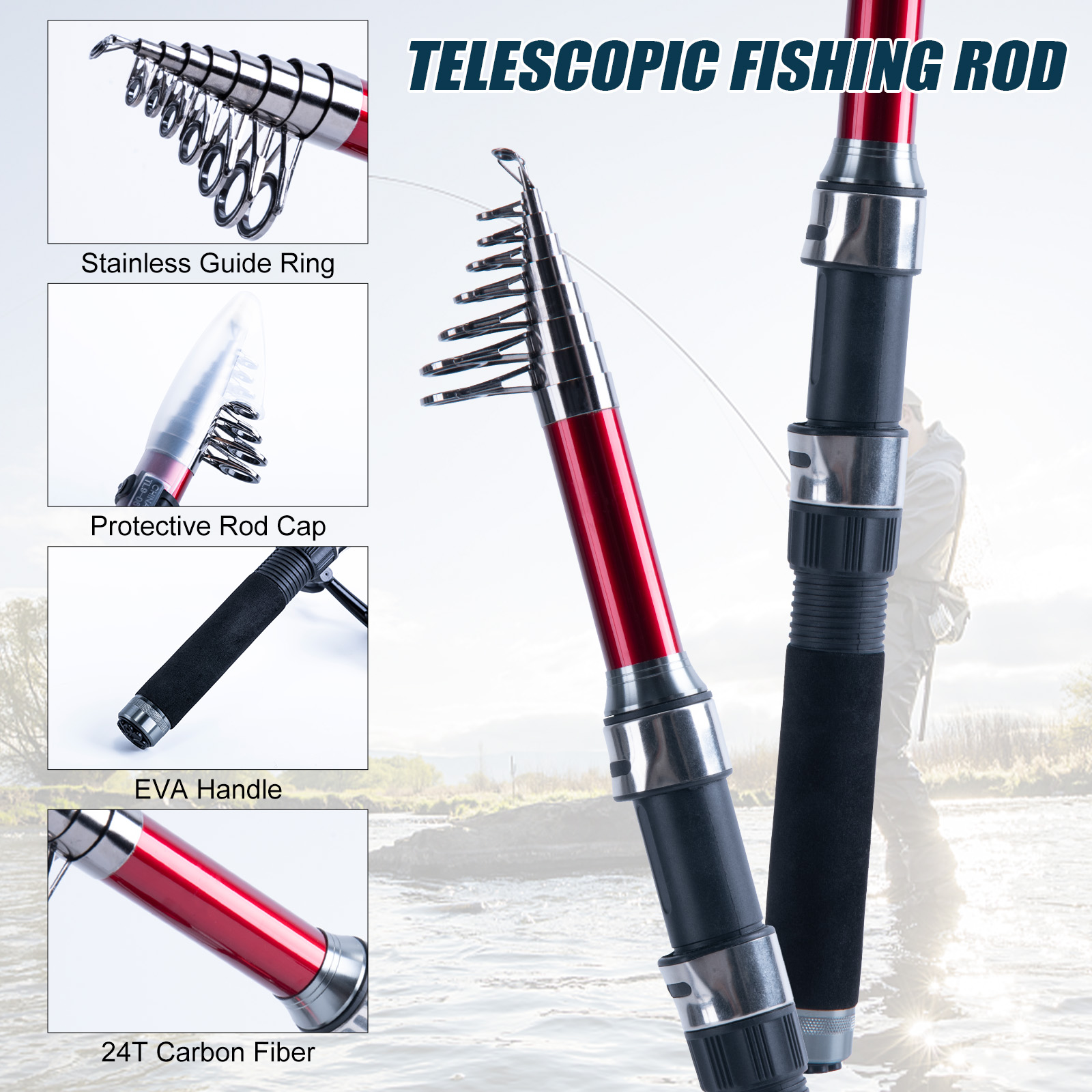 Ensemble canne à pêche télesco - Fishing Line Spooler avis et prix